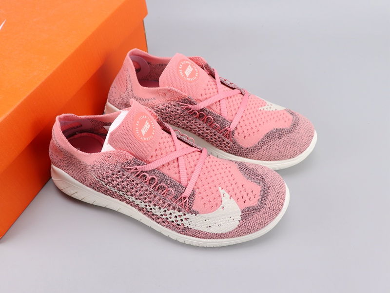 2020 Women Nike Free Rn Flyknit 2018 Pink White Running Shoes